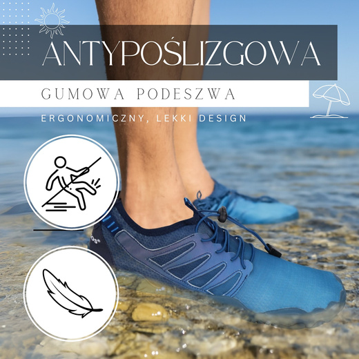 Buty do wody, męskie szybkoschnące buty na plaże rozm. 42 ciemnoniebieskie