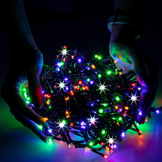 Lampki choinkowe 500 led multikolor + niebieski flash 27,5 m oświetlenie świąteczne IP44