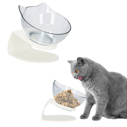 Miska dla psa i kota z antypoślizgową podstawką i uszami biała