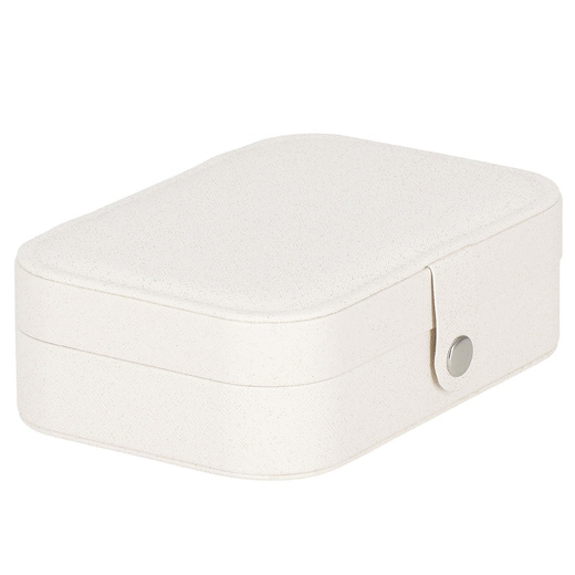 Szkatułka na biżuterię ekoskóra 16x11x5 cm kremowy z brokatem organizer z przegródkami