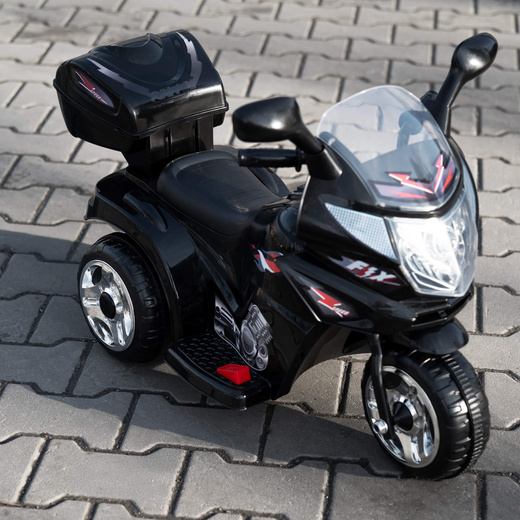 Motocykl dla dzieci, elektryczny jeździk trójkołowy, motorek na akumulator, czarny