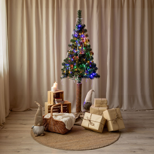 Choinka sztuczna na pniu 180 cm sosna jak żywa nowoczesna gęste drzewko świąteczne