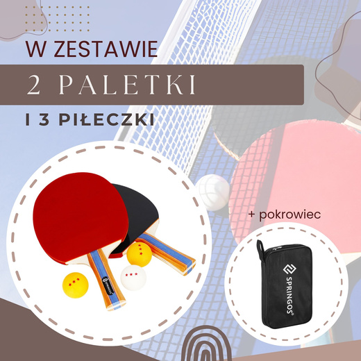 Paletki do ping ponga zestaw z 3 piłeczkami i pokrowcem komplet tenis stołowy