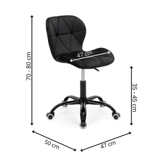 Fotel biurowy obrotowy krzesło na kółkach do nauki, pracy regulowane ergonomiczne, czarne
