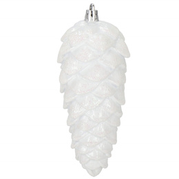 Zawieszki choinkowe szyszki 6 szt. ozdoby świąteczne 14 cm bombki biały brokat