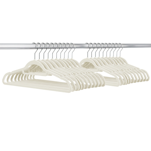 Wieszaki na ubrania 20 szt. welurowe odzieżowe do szafy, ecru