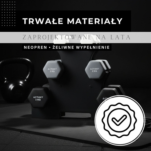 Hantle na stojaku zestaw 6 szt. obciążenia 1 kg, 2 kg, 3 kg do fitnessu, treningu domowego