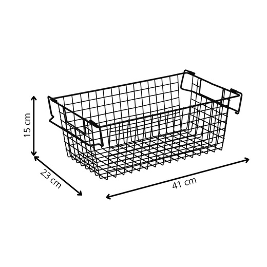 Kosz metalowy do przechowywania 41x17x15 cm prostokątny czarny