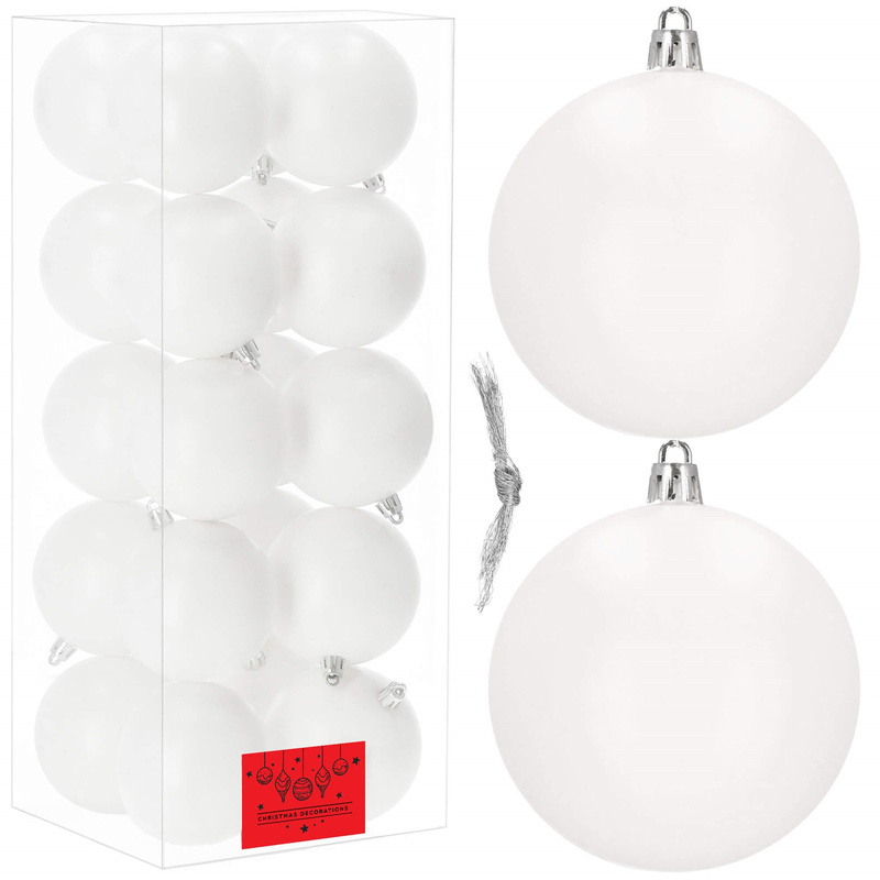 Bombki choinkowe 20 szt. biały 8 cm zestaw choinkowy