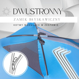 Namiot turystyczny 2-osobowy niebieski z moskitierą i filtrem UV