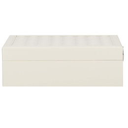 Szkatułka na biżuterię ekoskóra 25x25x8,5 cm kremowy organizer z przegródkami