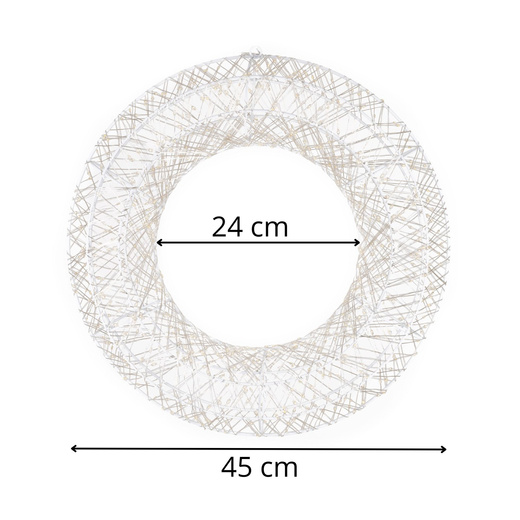 Wieniec świetlny 45 cm stroik świateczny na drzwi 720 LED ciepły biały
