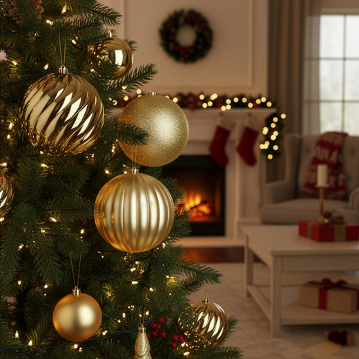 Bombki choinkowe 3 szt. duże ozdoby świąteczne 20,5 cm brokat złote