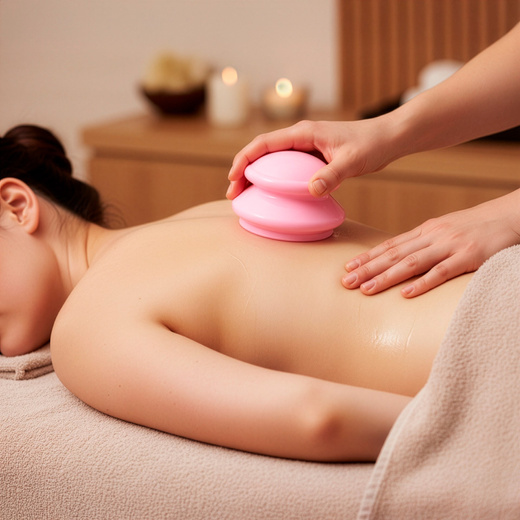 Bańki chiński, gumowe do masażu zestaw 4 szt. antycellulitowy, różowe