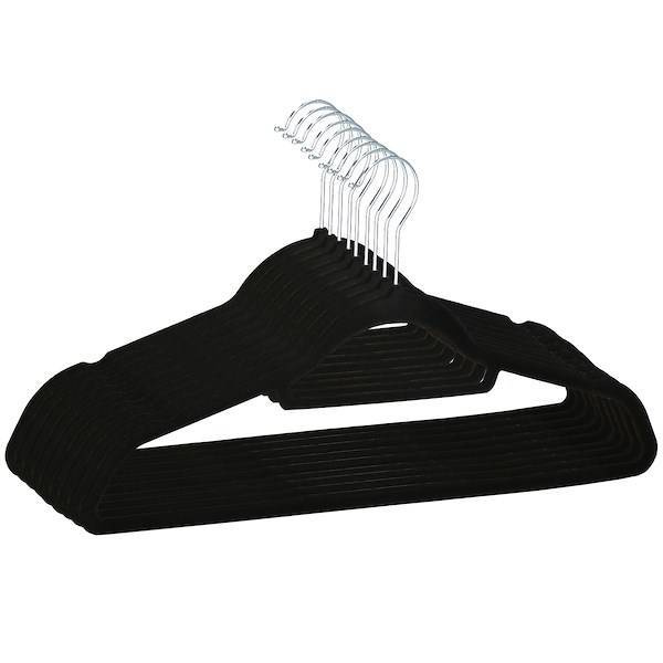 Wieszaki welurowe na ubrania 9 szt. zestaw premium czarny