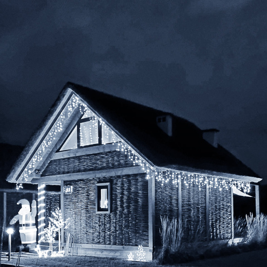 Kurtyna świetlna 300 led girlanda, lampki zewnętrzne sople zimny biały + flash