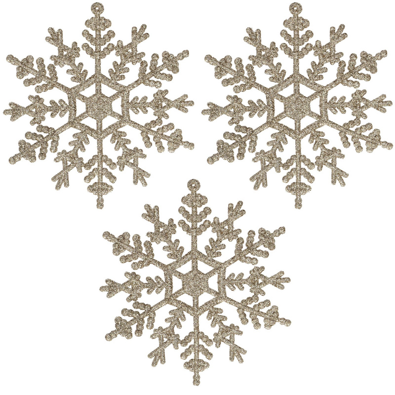 Zawieszka na choinkę śnieżynki 3 szt. ozdoba świąteczna 12 cm srebrny brokat