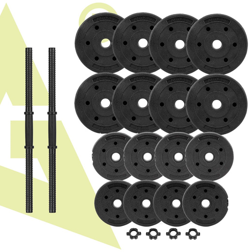 Hantle regulowane zestaw 2x 15 kg obciążeń gryf do treningu siłowego 30 kg talerze zaciski