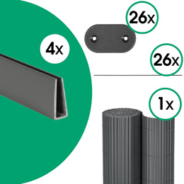 Osłona na balkon 400x100 cm PVC maskująca tarasowa, z mocowaniem i profilami ciemnoszara