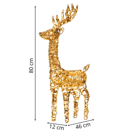 Renifer świąteczny 80 LED świetlna dekoracja do ogrodu biały ciepły