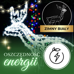 Renifer Led 115 cm świąteczny z ruchomą głową świetlna dekoracja do ogrodu biały zimny
