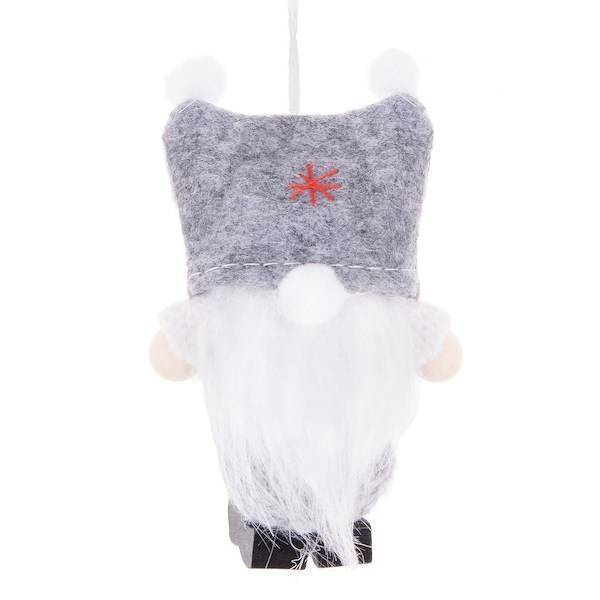 Krasnal 8cm ozdoba świąteczna, skrzat świąteczny, gnom szary