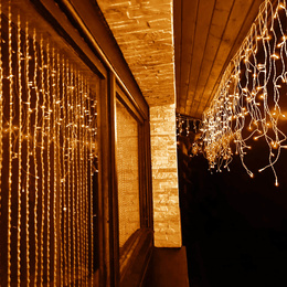 Kurtyna świetlna 1000 led girlanda, lampki wewnętrzno-zewnętrzne sople ciepły biały