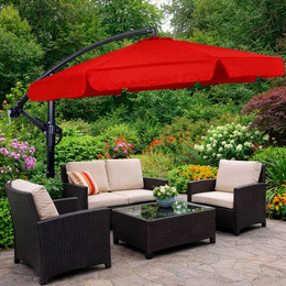 Parasol ogrodowy na wysięgniku 350 cm składany z pokrowcem, na balkon, taras czerwony