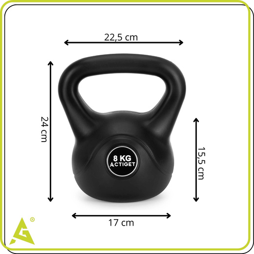 Kettlebell 8 kg odważnik, hantla do ćwiczeń ABS kula do treningu siłowego, czarny