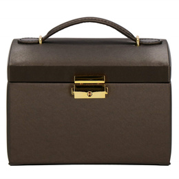 Szkatułka na biżuterię ekoskóra 17,5x14x12,5 cm brązowy organizer z przegródkami