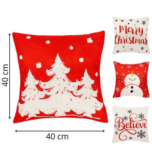 Poszewki świąteczne 40x40cm 4 szt. zestaw dekoracyjny na poduszki jaśki czerwono-białe