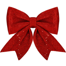 Kokardka świąteczna na choinkę 20 cm brokatowa zawieszka choinkowa czerwona