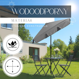 Parasol ogrodowy z korbą 240 cm duży składany na balkon, taras ciemnoszary