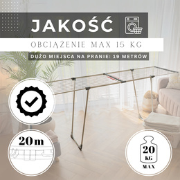 Suszarka na pranie składana teleskopowa na ubrania, bieliznę, z wbudowanymi haczykami