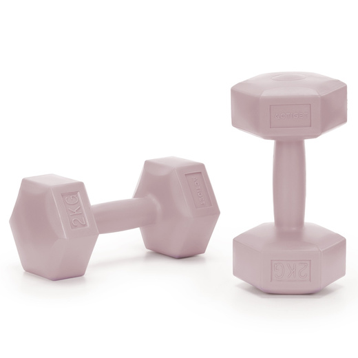 Ciężarki 2x2kg hexagonalne do ćwiczeń fitness hantle zestaw 2 szt. różowe