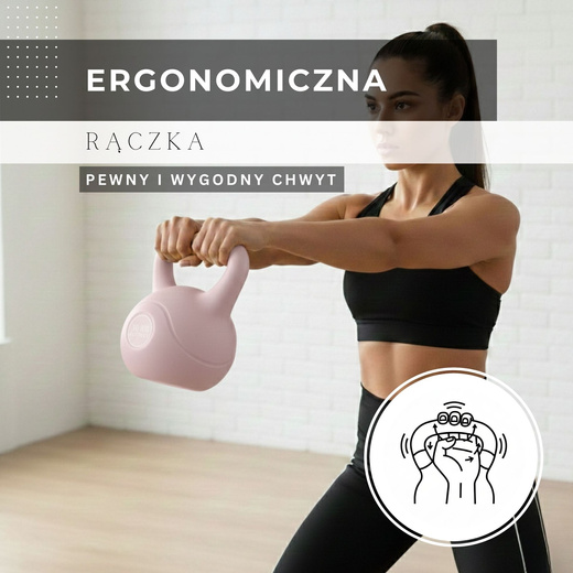 Kettlebell 10 kg odważnik, hantla do ćwiczeń ABS kula do treningu siłowego, różowa
