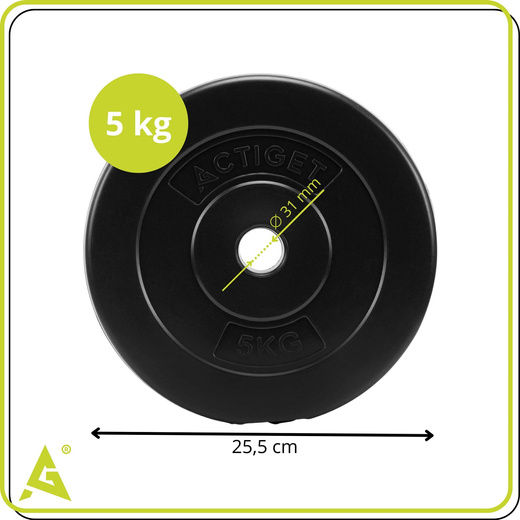 Obciążenie bitumiczne 5 kg 2 szt. talerze kompozytowe 31 mm krążki do sztangi hantli