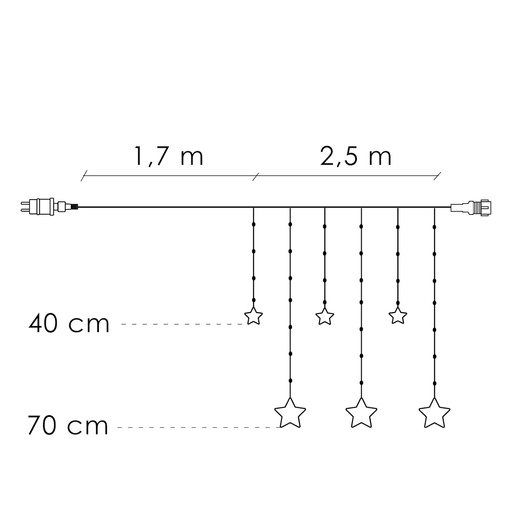 Kurtyna świetlna 138 Led girlanda gwiazdki, lampki wewnętrzne sople ciepły biały