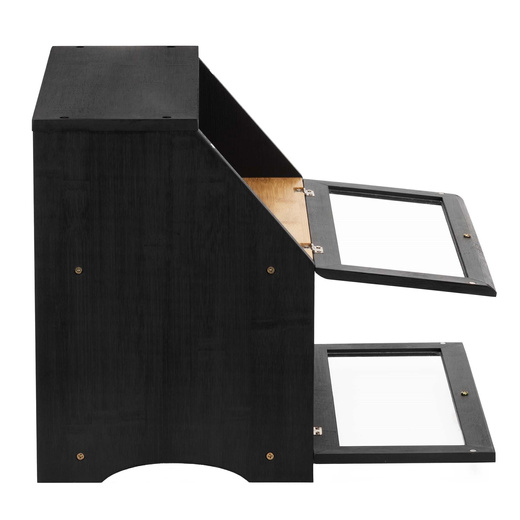 Chlebak zamykany, dwupoziomowy, szafka na pieczywo, bambusowy, czarny