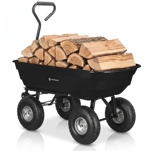Wózek ogrodowy transportowy metalowy 250kg z funkcją wywrotki, czarny