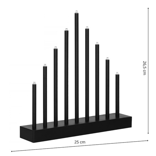 Świecznik adwentowy Led 9 świec czarny