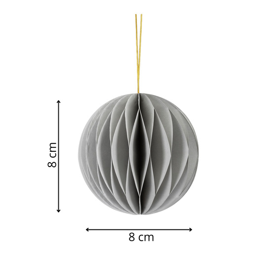 Papierowe bombki 6 szt. zawieszki choinkowe, ozdoby świąteczne 8 cm rozkładane, szary