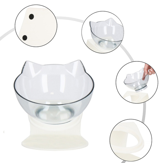 Miska dla psa i kota z antypoślizgową podstawką i uszami biała