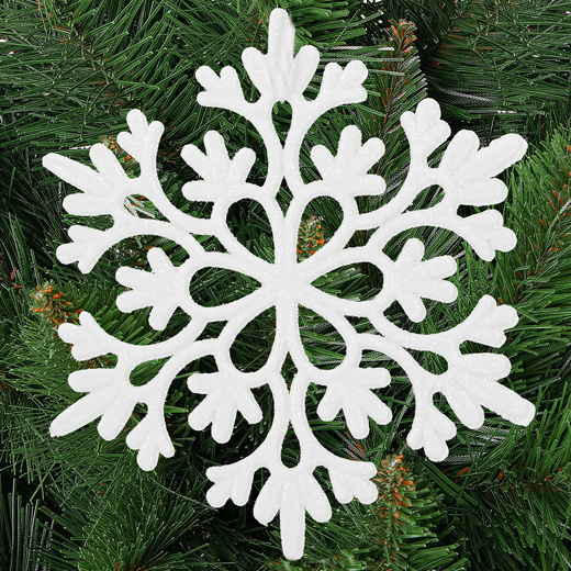 Zawieszka choinkowa 12 szt. śnieżynki świąteczna ozdoba białe brokat