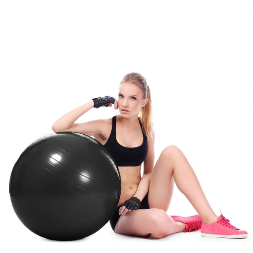 Piłka fitness gimnastyczna do ćwiczeń 85 cm z pompką, czarna
