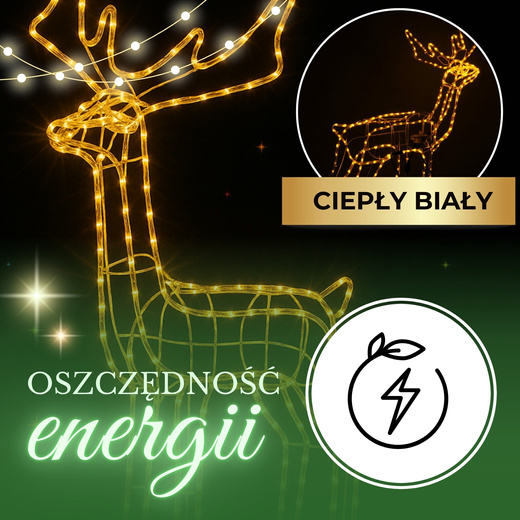Renifer Led 115 cm świąteczny z ruchomą głową świetlna dekoracja do ogrodu biały ciepły