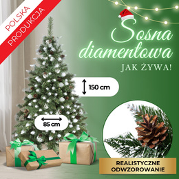 Choinka sztuczna premium 150 cm sosna diamentowa drzewko bożonarodzeniowe