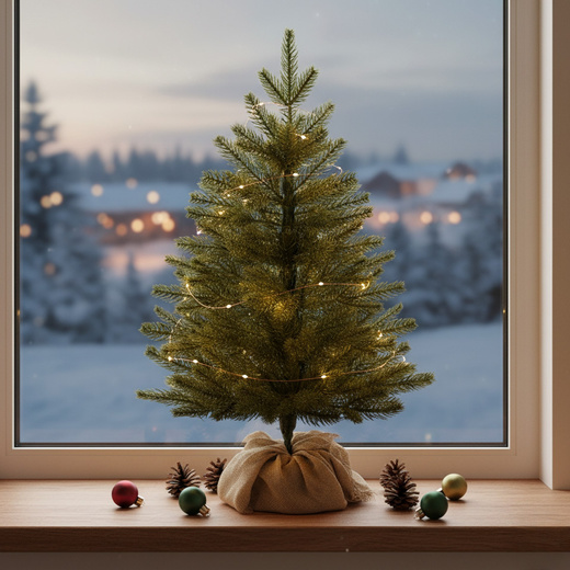 Choinka sztuczna 60 cm świerk kaukaski premium z jutą małe drzewko świateczne na stolik