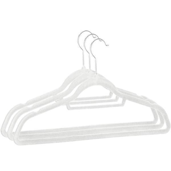 Wieszaki welurowe na ubrania 3 szt. zestaw premium biały