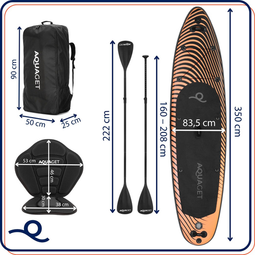 Deska SUP 350 cm pompowana do pływania na stojąco paddleboard z wiosłem i akcesoriami